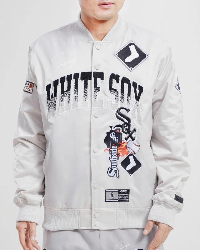 MLB CHICAGO WHITE SOX HOMETOWN MEN'S SATIN JACKET (GRAY)