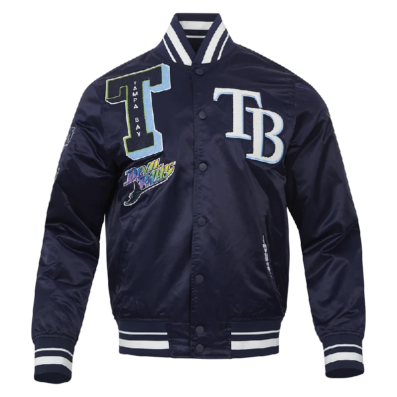 MLB TAMPA BAY RAYS MASHUP MEN'S RIB SATIN JACKET (MIDNIGHT NAVY)