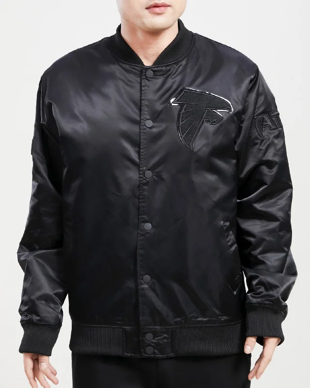 NFL ATLANTA FALCONS TRIPLE BLACK MEN'S SATIN JACKET (TRIPLE BLACK)