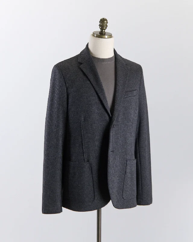 Micro Tattersall Stretch Knit Sweater Jacket