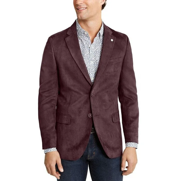 Nautica Men's Modern Fit Faux Suede Sport Coat Red Size 46