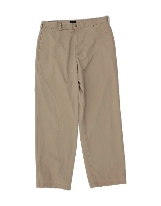 IZOD Mens Straight Chino Trousers W33 L32  Beige Cotton