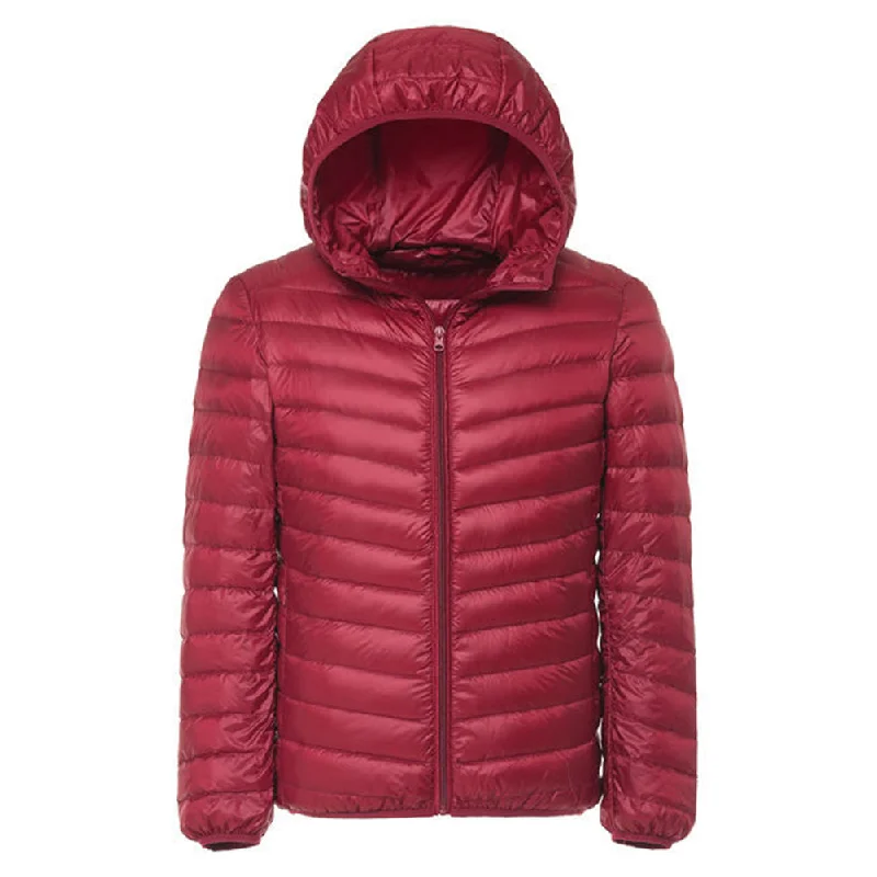 Hooded Lightweight Water-Resistant Jacket Red