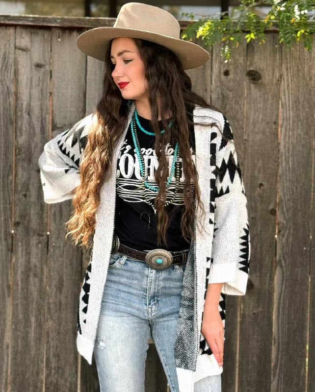 Mojave White & Black Aztec Cardigan