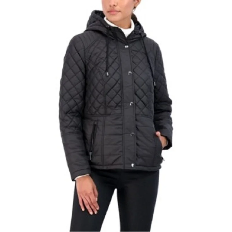 Sebby Juniors' Hooded Quilted Coat Black Size XX Large - XX-Large