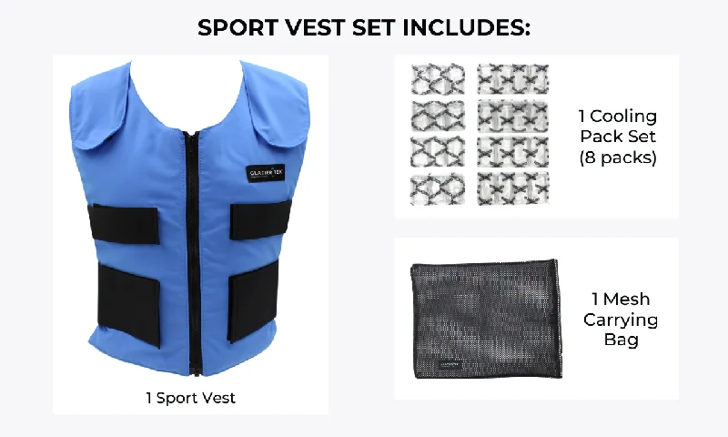 Sports Cool Vest with a Set of 8 Cooling Packs - Maintains 59 Degrees for up to 2.5 Hours