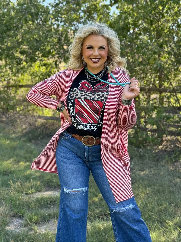 Natalie Red Stripe Cardigan by Texas True Threads