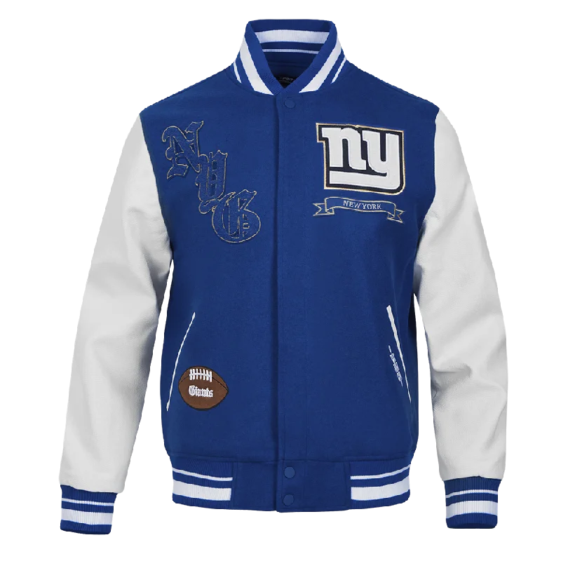 NFL NEW YORK GIANTS PRO PREP WOOL VARSITY JACKET (DODGER BLUE/WHITE)