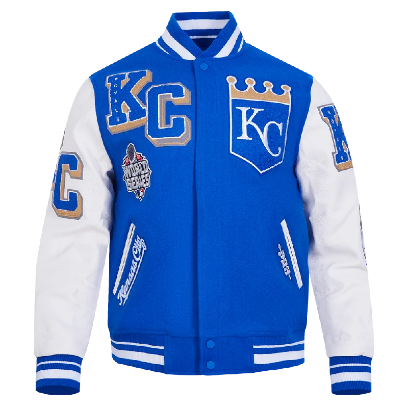 MLB KANSAS CITY ROYALS MASHUP MEN'S RIB WOOL VARSITY JACKET (ROYAL BLUE/WHITE)