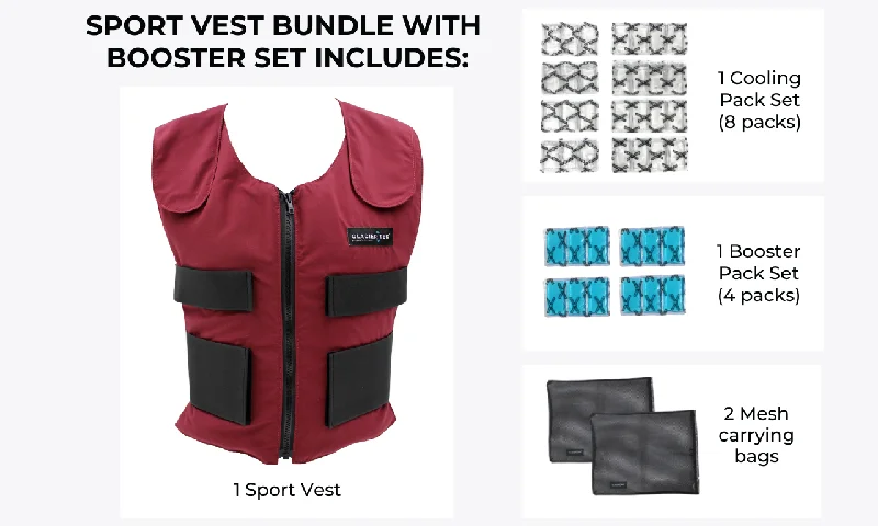 Sports Cooling Vest - Bundle Set, Includes Standard Cooling Pack Set and Booster Cold Pack Set