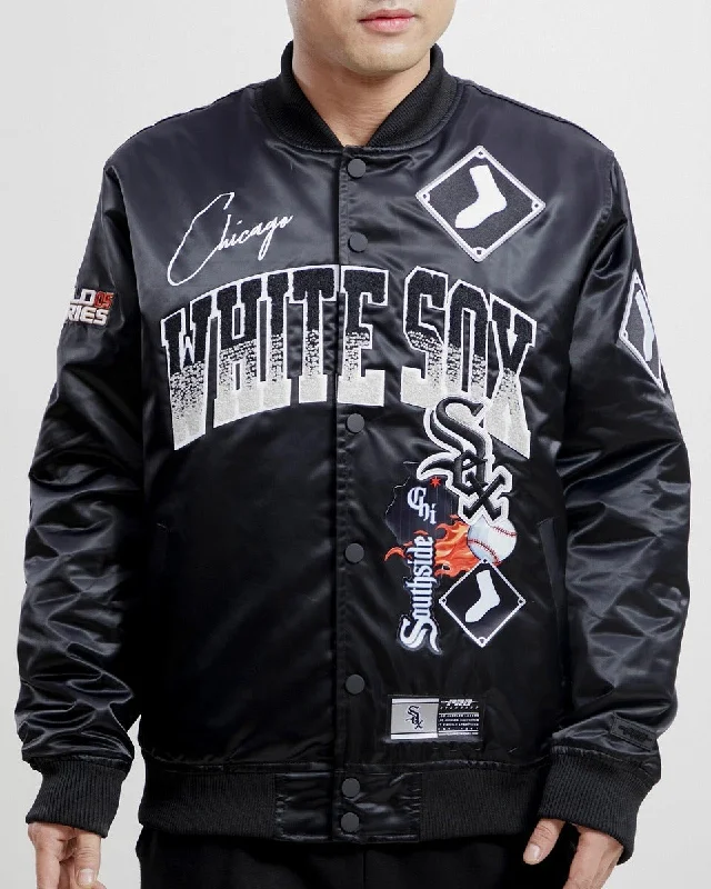 MLB CHICAGO WHITE SOX HOMETOWN MEN'S SATIN JACKET (BLACK)