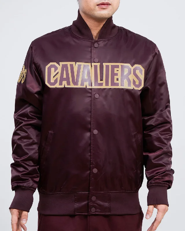 NBA CLEVELAND CAVALIERS TEAM BIG LOGO MEN'S SATIN JACKET (WINE)