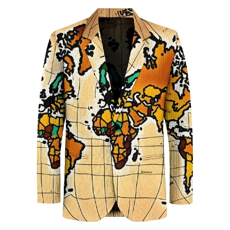 Men's Map Retro Print Suit 2409009730