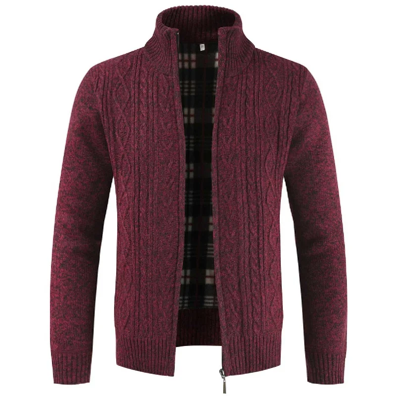 Classic Zip Closure Cardigan Red