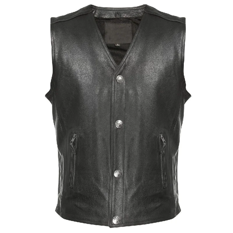 Milwaukee Leather ML1378 Men's 'Buffalo Nickel' Black Motorcycle Vest