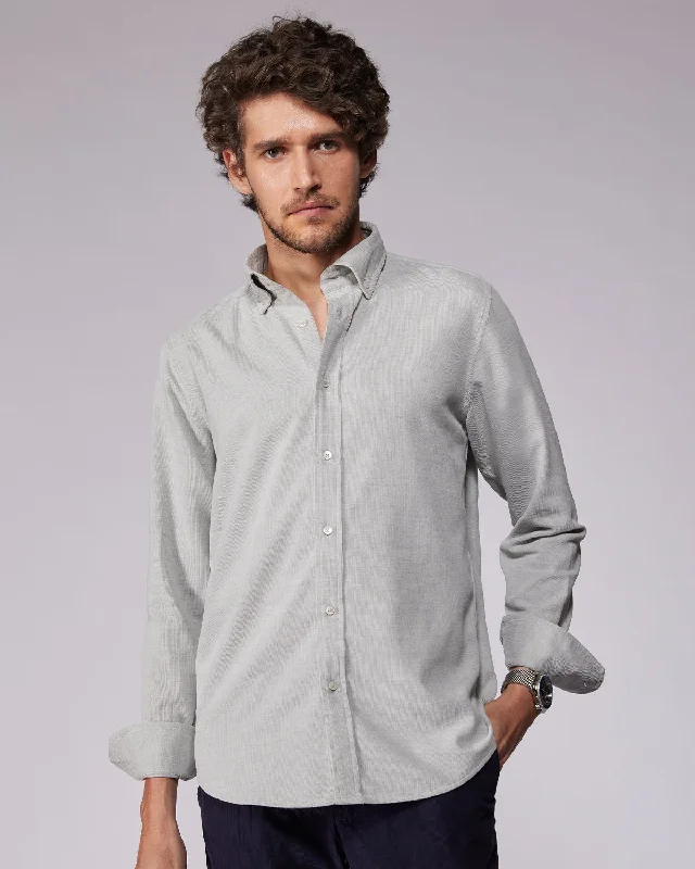 Grey Melange Corduroy Shirt