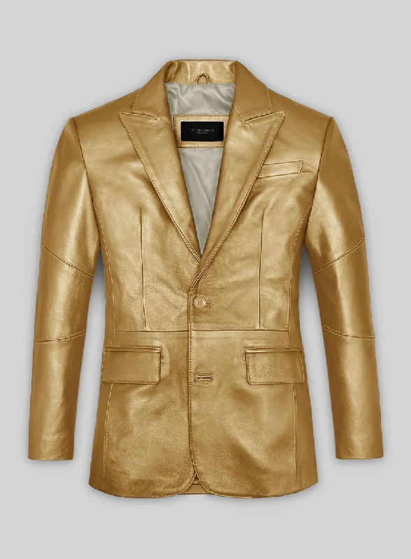 Golden Catwalk Leather Blazer # 2