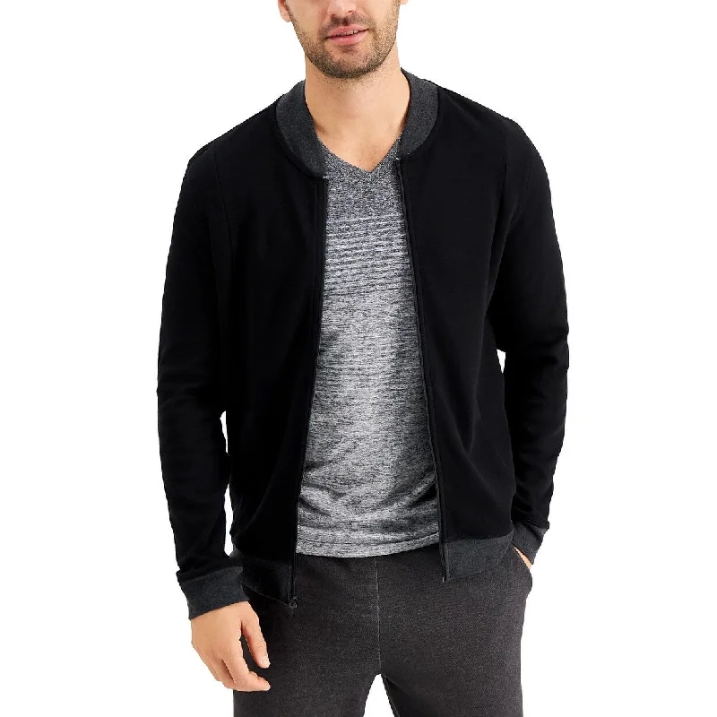 Alfani Men's Zip-Front Sweater Jacket Black Size XX-Large