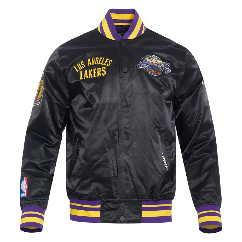 NBA LOS ANGELES LAKERS CITY CENTRIC MEN'S RIB SATIN JACKET (BLACK/PURPLE)