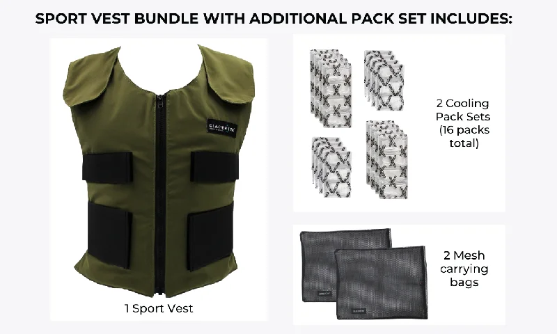 Sports Cooling Vest - Bundle Set, Includes Two Sets of 8 Cool Packs