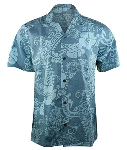 RJC Hawaii Tropical Abstract Single Pocket Button Front Traditional Men's Hawaiian Shirt