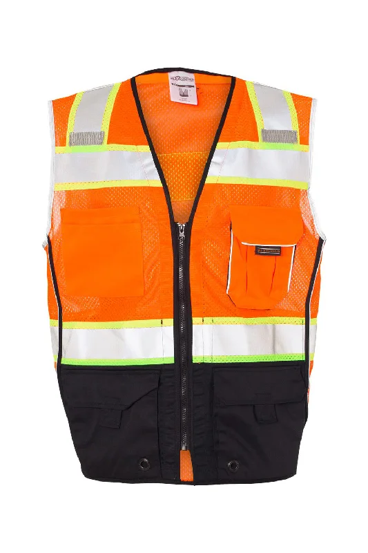 Kishigo Mens Premium Black Series Black Bottom Class 2 Vest - Orange