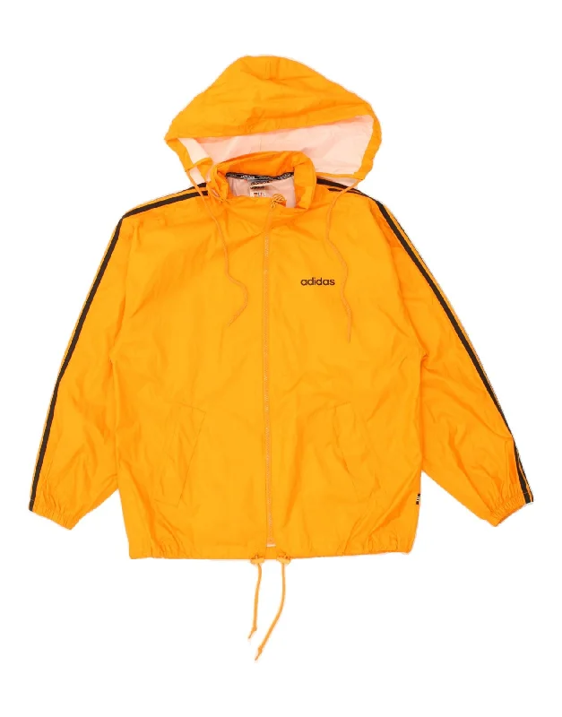 ADIDAS Mens Loose Fit Hooded Rain Jacket UK 36/38 Small Yellow Polyamide