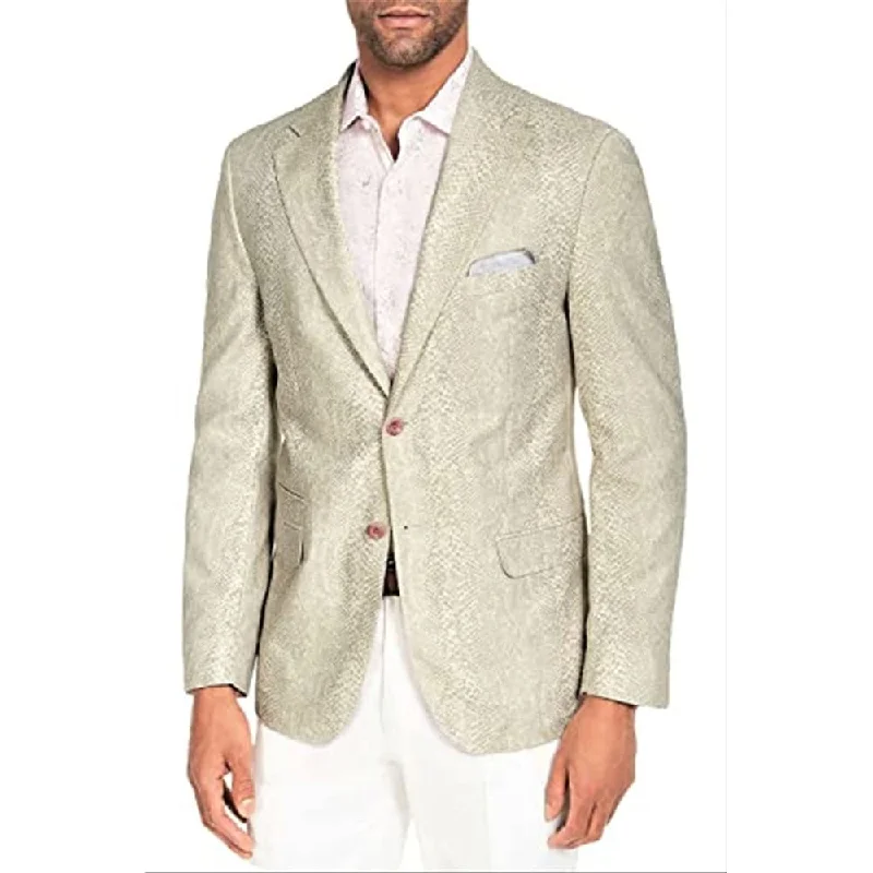 Tallia Men's Reptile Print 2 Button Suit Jacket Beige Size Large