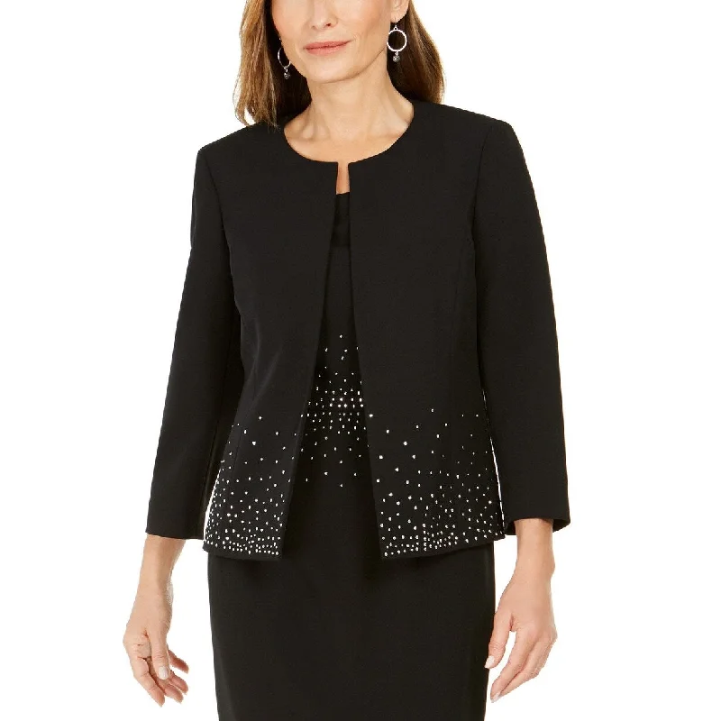 Kasper Women's Embellished Open-Front Jacket Black Size 10