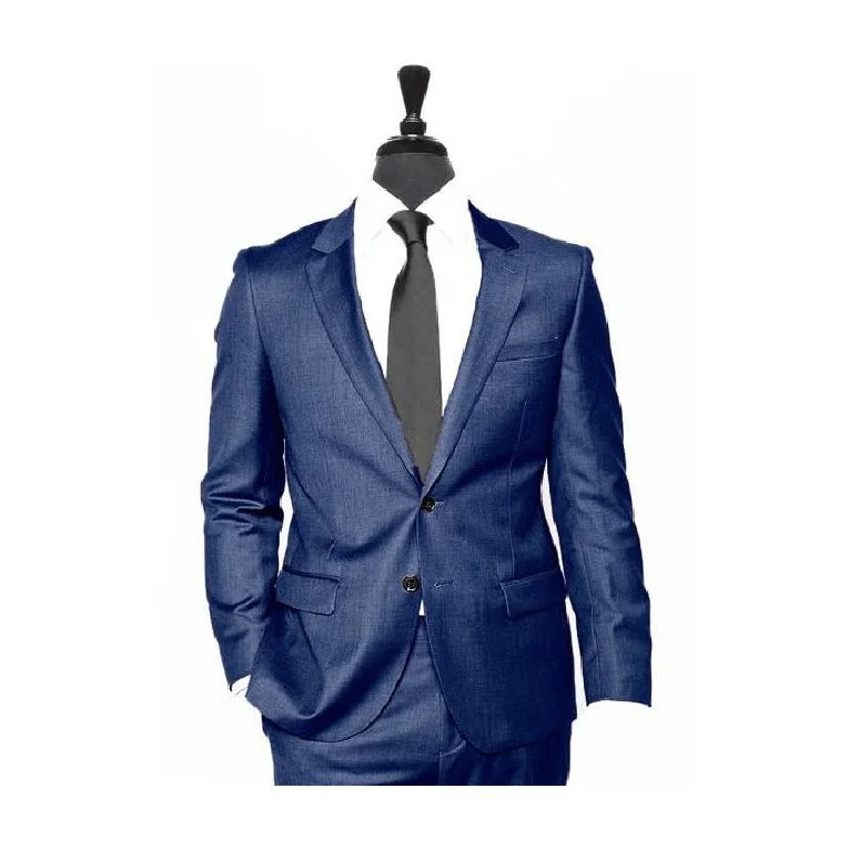 Alberto Nardoni Blue Notch Lapel Wool Suit Overcoat