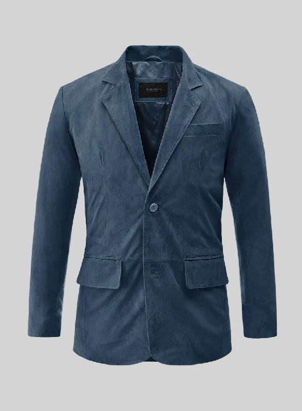 Blue Suede Leather Blazer