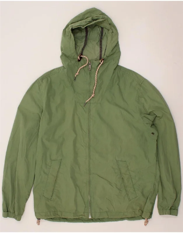 FAT FACE Mens Hooded Windbreaker Jacket UK 40 Large Green Cotton