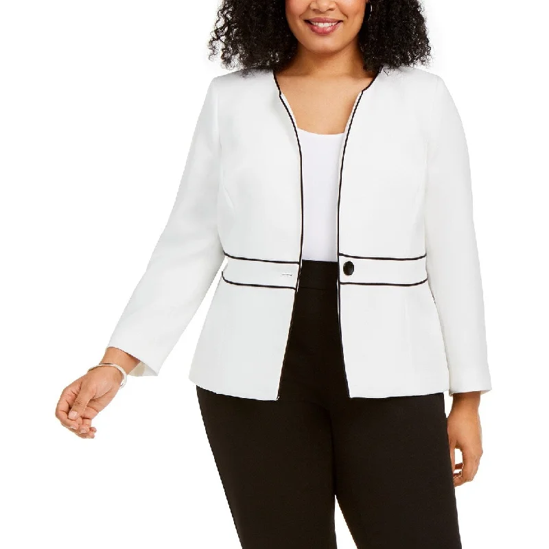 Kasper Women's Plus Size Piped Jacket White Size 18