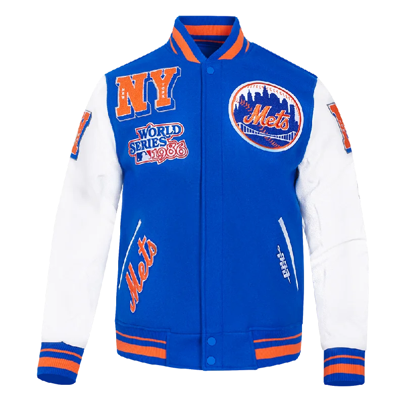 MLB NEW YORK METS MASHUP MEN'S RIB WOOL VARSITY JACKET (ROYAL/ORANGE/ROYAL)