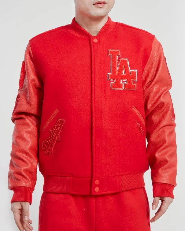 MLB LOS ANGELES DODGERS CLASSIC TRIPLE RED WOOL MEN'S VARSITY JACKET (TRIPLE RED)