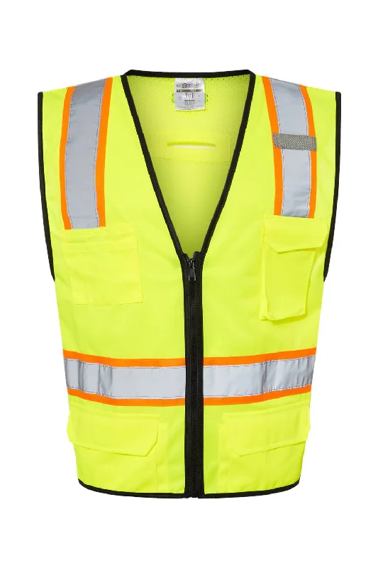 Kishigo Mens 6 Pocket Contrast Class 2 Vest - Lime Green