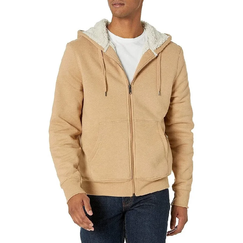 Buffalo David Bitton Men's Beige Faux Sherpa Lining Heather Zip Up Jacket Beige Size Large