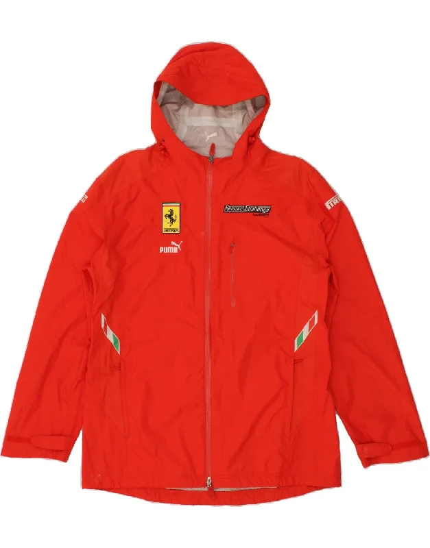 PUMA Mens Ferrari Graphic Hooded Rain Jacket UK 40 Large Red Polyester