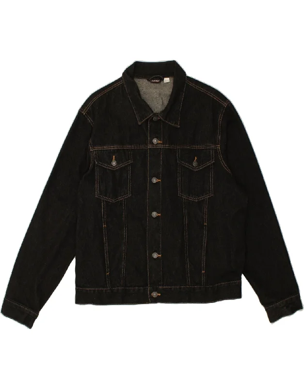 LIVERGY Mens Denim Jacket IT 46 Small Black Cotton