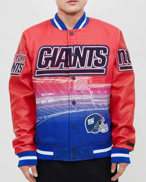 NFL NEW YORK GIANTS REMIX VARSITY MEN'S JACKET (BLUE)