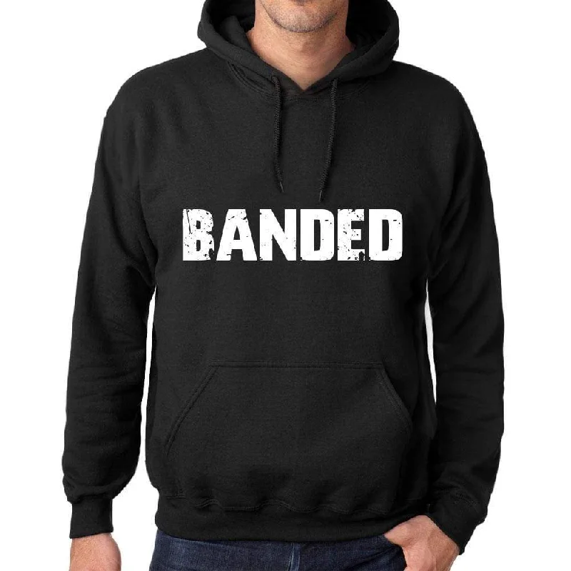 Men's Women's Unisex Printed Graphic Cotton Hoodie Soft Heavyweight Hooded Sweatshirt Pullover Popular Words BANDED Deep Black