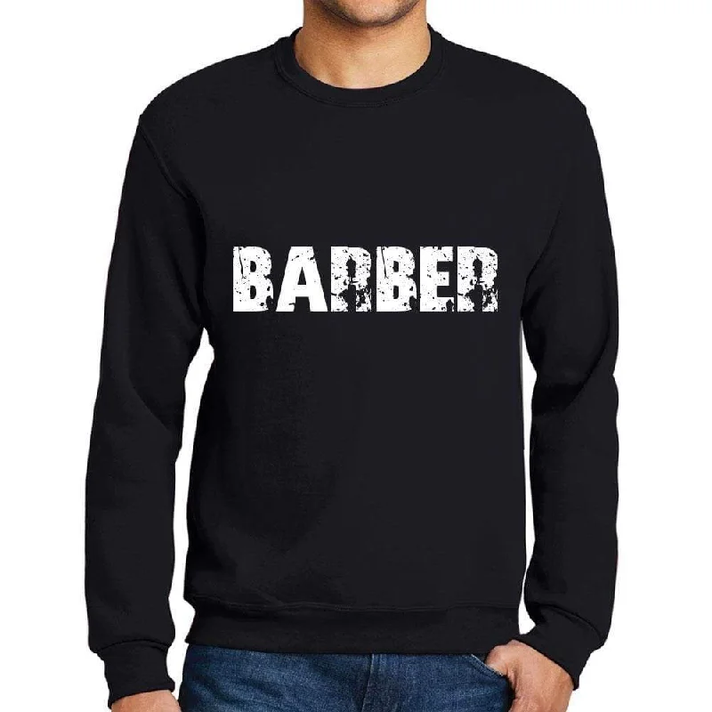 Men's Printed Graphic Sweatshirt Popular Words BARBER Deep Black