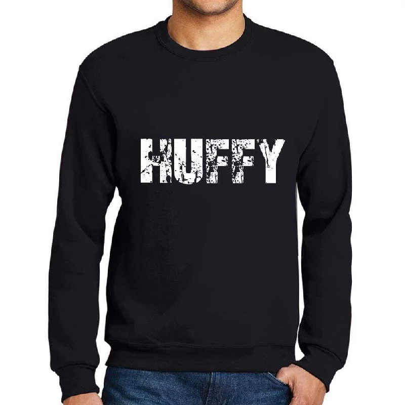 Men's Printed Graphic Sweatshirt Popular Words HUFFY Deep Black