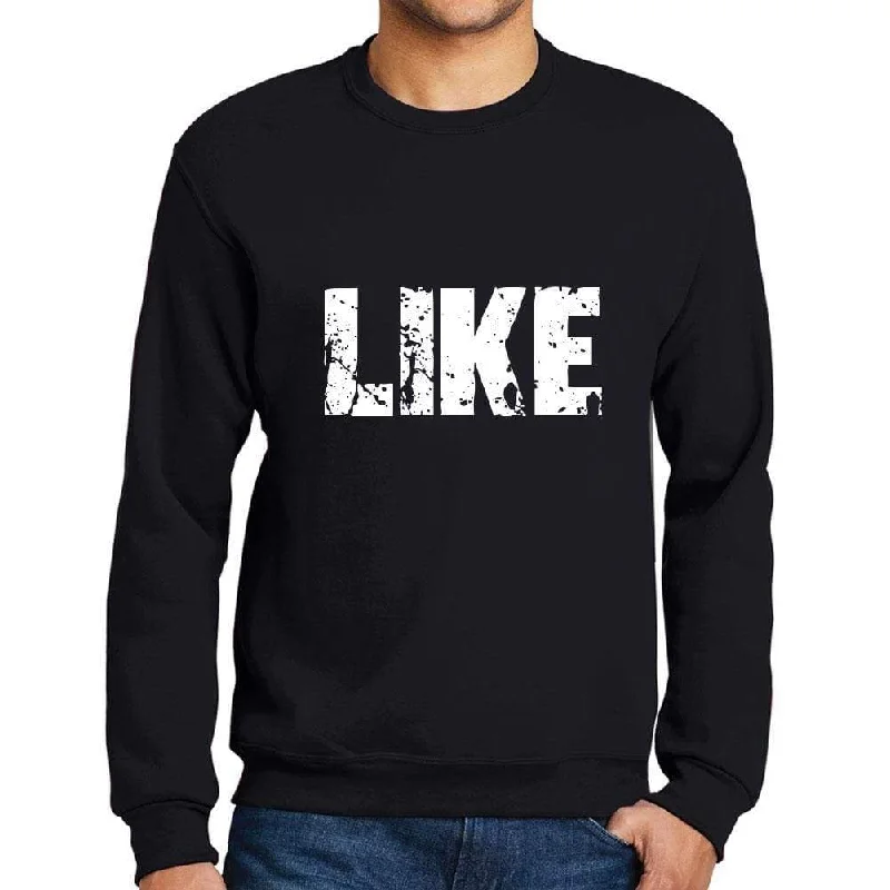 Men's Printed Graphic Sweatshirt Popular Words LIKE Deep Black