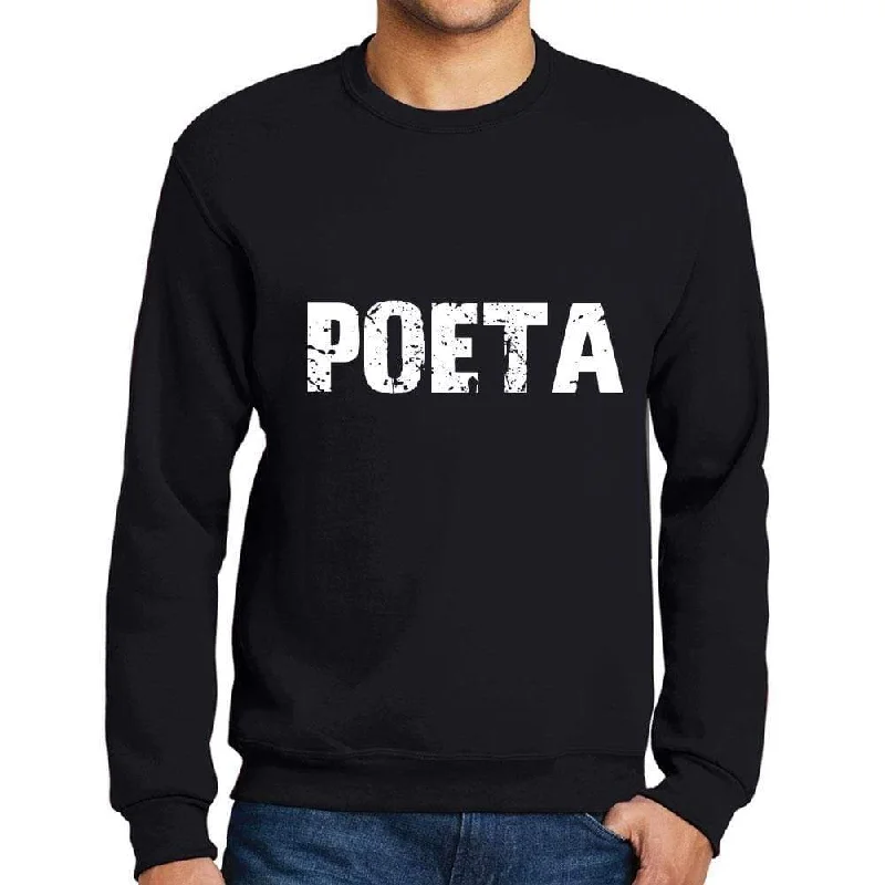 Men's Printed Graphic Sweatshirt Popular Words POETA Deep Black