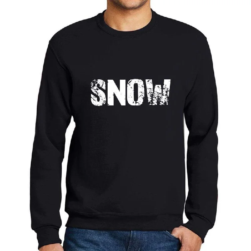 Men's Printed Graphic Sweatshirt Popular Words SNOW Deep Black