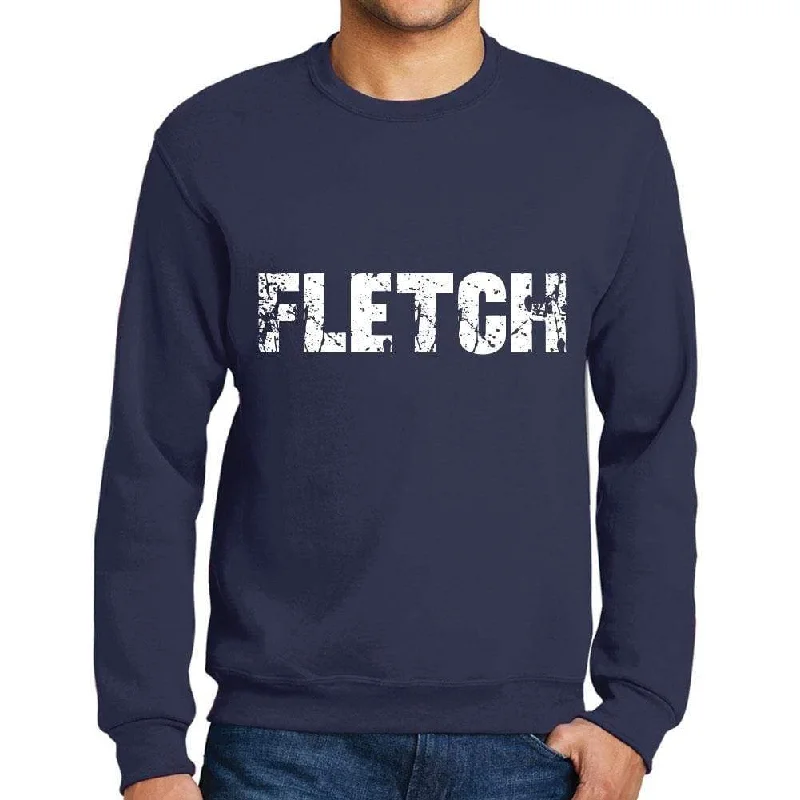 Men's Printed Graphic Sweatshirt Popular Words FLETCH French Navy