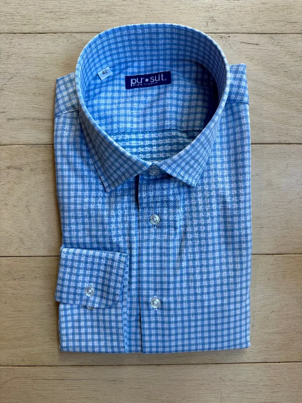 Light Blue White Check Bamboo Premium Shirt