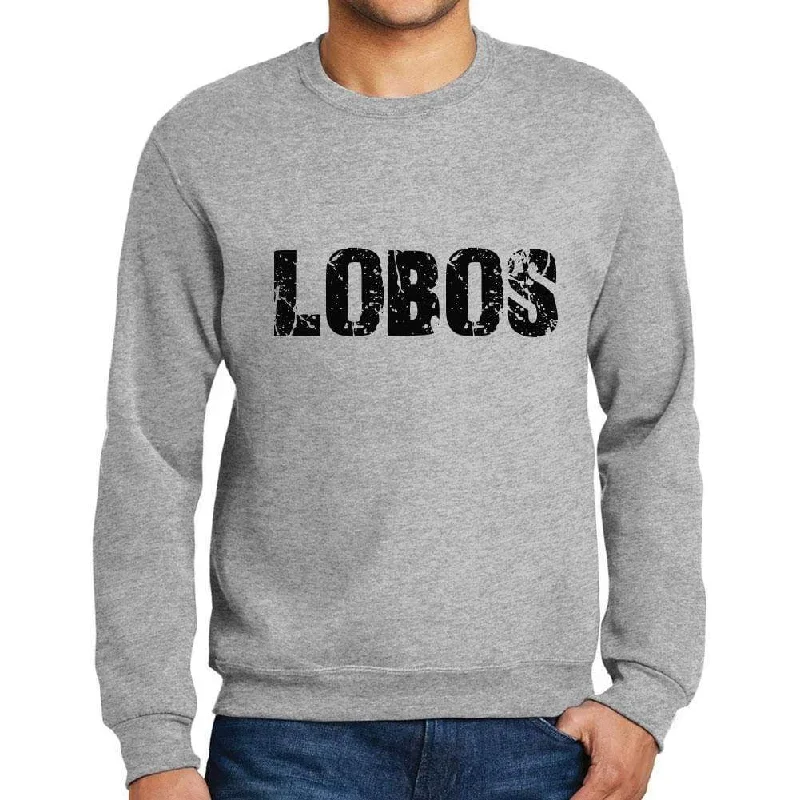 Men's Printed Graphic Sweatshirt Popular Words LOBOS Grey Marl