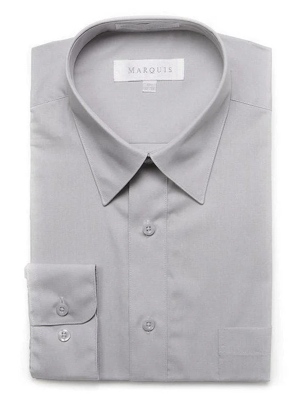 Marquis Mens Classic Fit Solid Gray Cotton Blend Dress Shirt